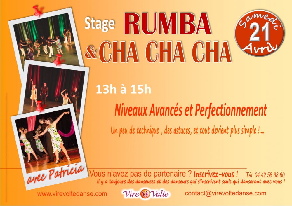 Stage de Danse RUMBA et CHA CHA CHA à Aix en Provence Les Milles (13) Sam. 21 Avr. 2018